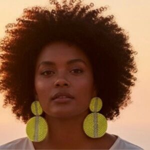 Hobo beaded earrings yellow lime green